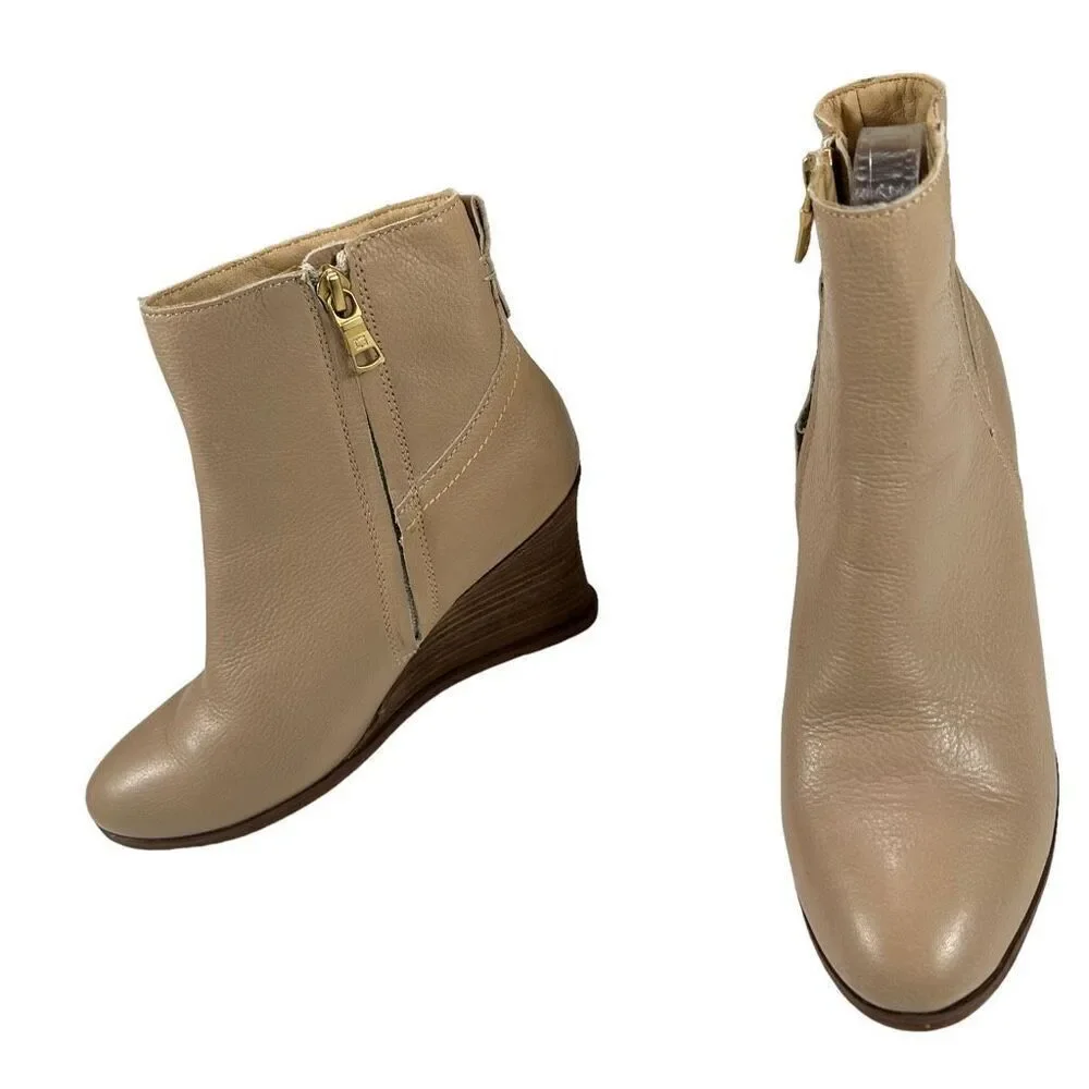 Lucca Lane Zippy Leather Zip-up Wedge Booties
